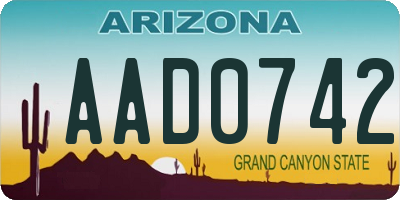 AZ license plate AAD0742