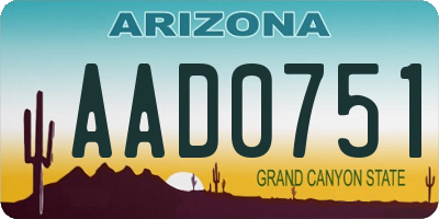 AZ license plate AAD0751