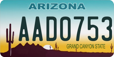 AZ license plate AAD0753
