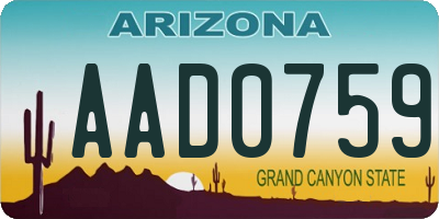 AZ license plate AAD0759