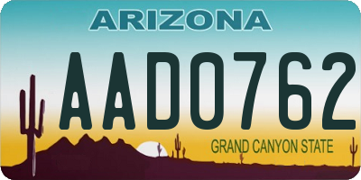 AZ license plate AAD0762