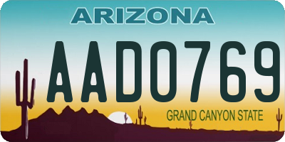 AZ license plate AAD0769