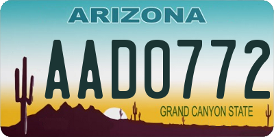 AZ license plate AAD0772