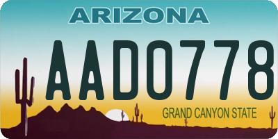 AZ license plate AAD0778