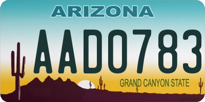 AZ license plate AAD0783