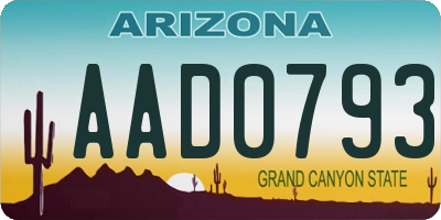 AZ license plate AAD0793