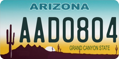 AZ license plate AAD0804