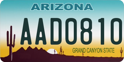 AZ license plate AAD0810