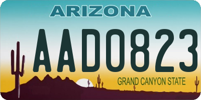 AZ license plate AAD0823