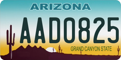 AZ license plate AAD0825