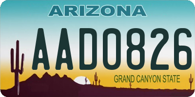 AZ license plate AAD0826