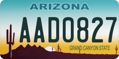 AZ license plate AAD0827