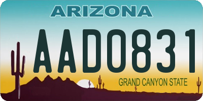 AZ license plate AAD0831