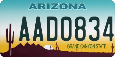 AZ license plate AAD0834