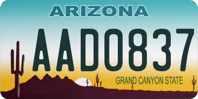 AZ license plate AAD0837