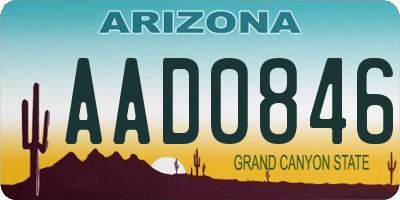 AZ license plate AAD0846