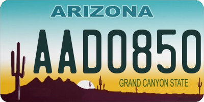 AZ license plate AAD0850