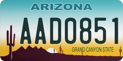 AZ license plate AAD0851