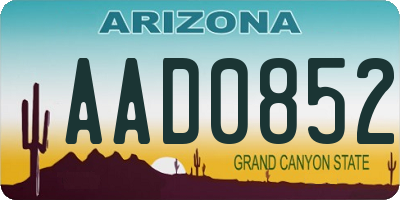 AZ license plate AAD0852