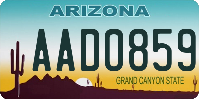 AZ license plate AAD0859