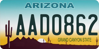 AZ license plate AAD0862