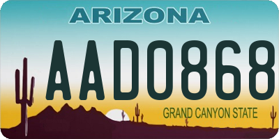 AZ license plate AAD0868