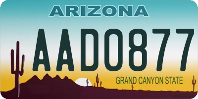 AZ license plate AAD0877