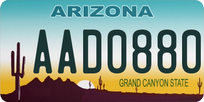 AZ license plate AAD0880