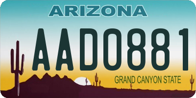 AZ license plate AAD0881