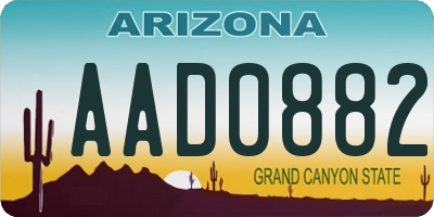 AZ license plate AAD0882