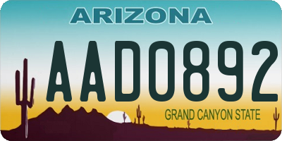 AZ license plate AAD0892