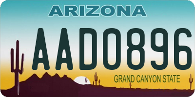 AZ license plate AAD0896