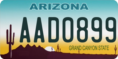 AZ license plate AAD0899