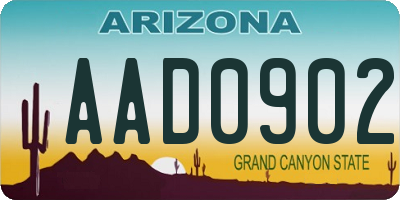 AZ license plate AAD0902