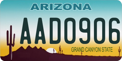 AZ license plate AAD0906