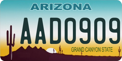 AZ license plate AAD0909