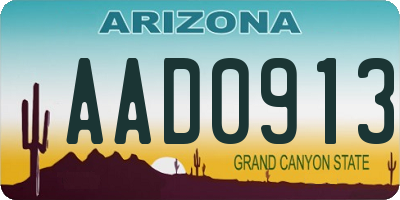 AZ license plate AAD0913