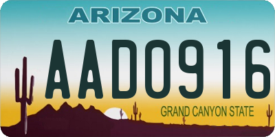 AZ license plate AAD0916