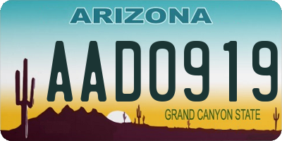 AZ license plate AAD0919