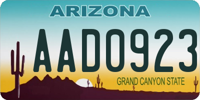 AZ license plate AAD0923