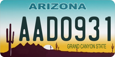 AZ license plate AAD0931