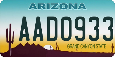 AZ license plate AAD0933