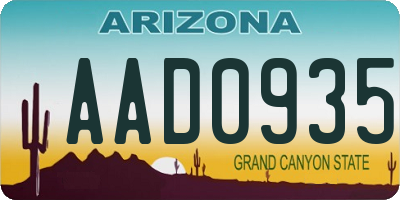 AZ license plate AAD0935