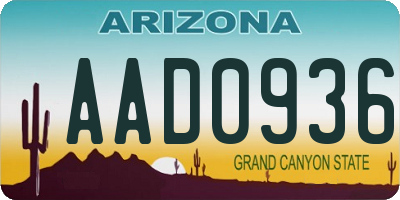 AZ license plate AAD0936