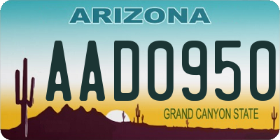 AZ license plate AAD0950