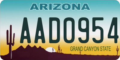 AZ license plate AAD0954