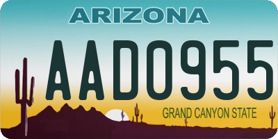 AZ license plate AAD0955