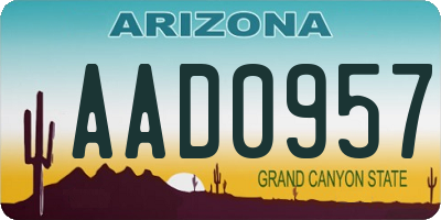 AZ license plate AAD0957