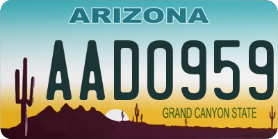 AZ license plate AAD0959