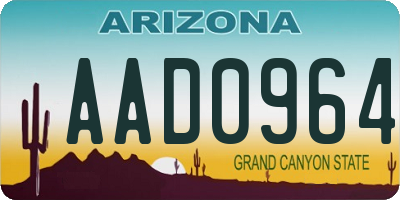 AZ license plate AAD0964